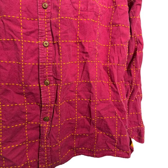 The Territory Ahead Womens Pink Linen Embroidered Plaid Button Up Shirt Top XL - Picture 7 of 16